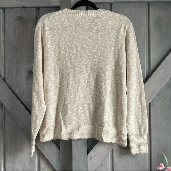 J. Crew Light Khaki Oatmeal Tan Cream Knit Pullover Size M - Picture 6 of 7